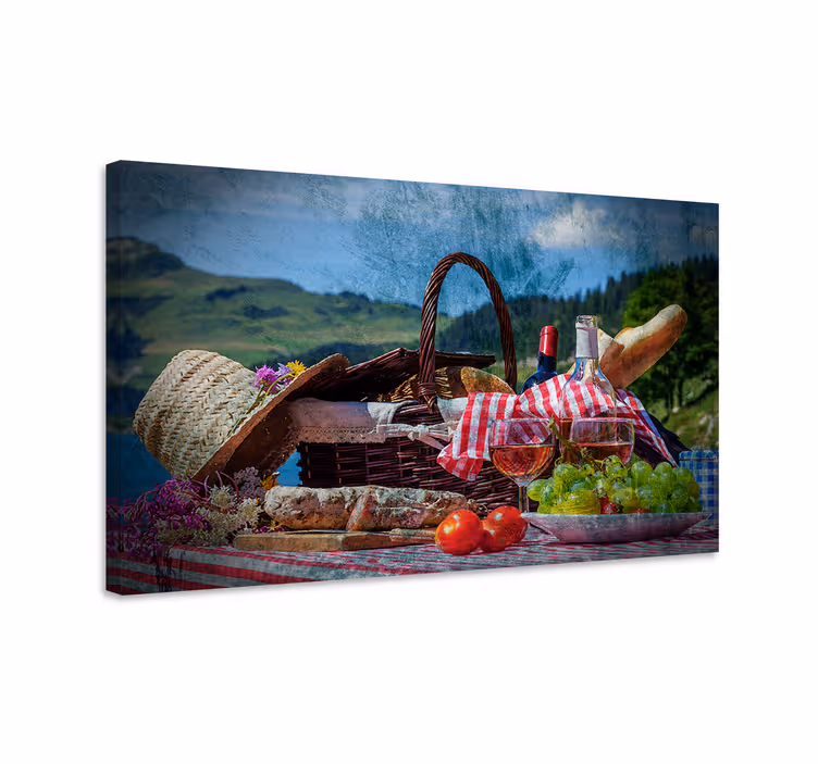 Tableau paysages scène de panier pique-nique - TenStickers