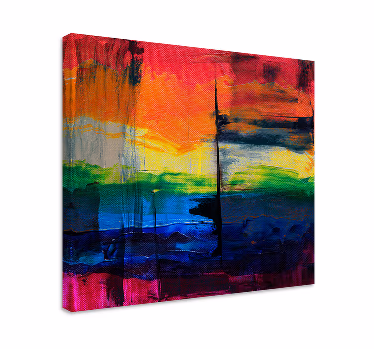 Tableau abstrait rayures de couleurs vives - TenStickers