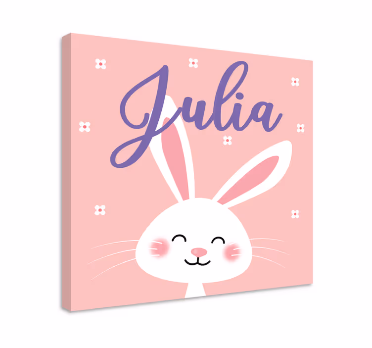 Tableau enfant Fond rose avec lapin - TenStickers