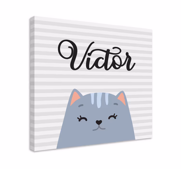 Tableau Chat dessin animé prénom personnalisé - TenStickers