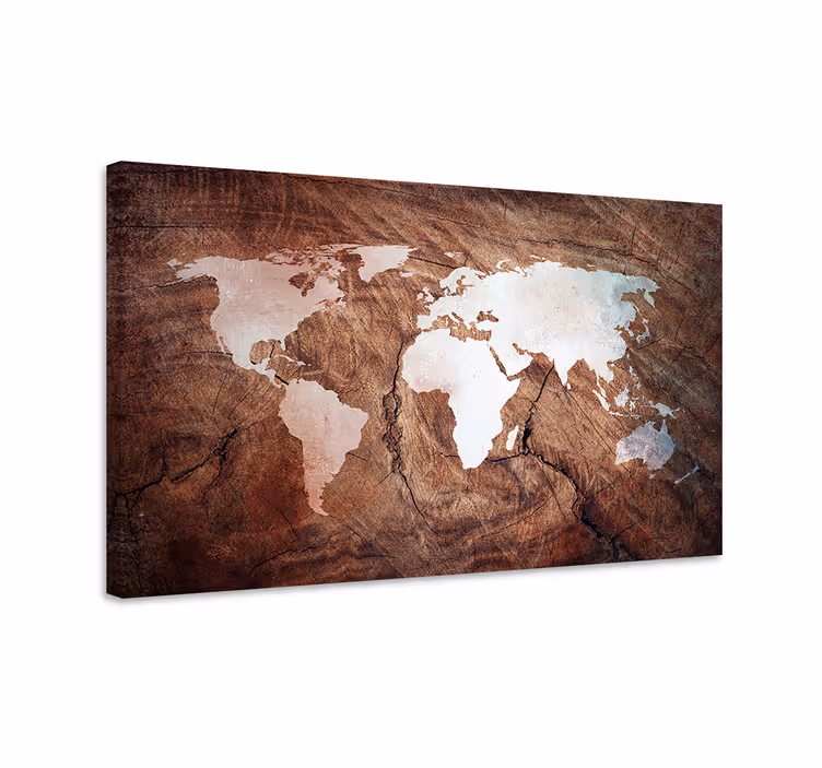 Tableau carte du monde Effet bois - TenStickers