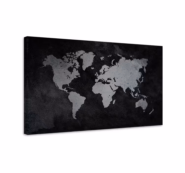 Tableau carte du monde mappemonde blanc et noir - TenStickers