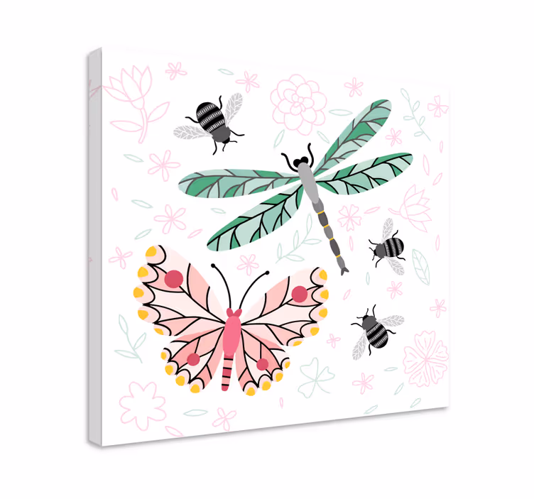 Tableau papillons insectes et fleurs - TenStickers