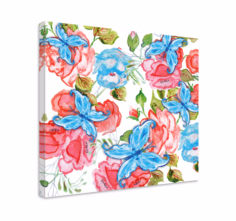 Tableau fleurs et plantes arrangement floral avec papillons - TenStickers