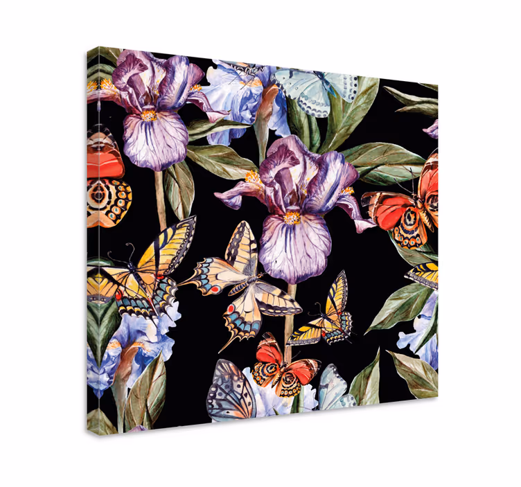 Tableau papillon Fleurs délicates et - TenStickers
