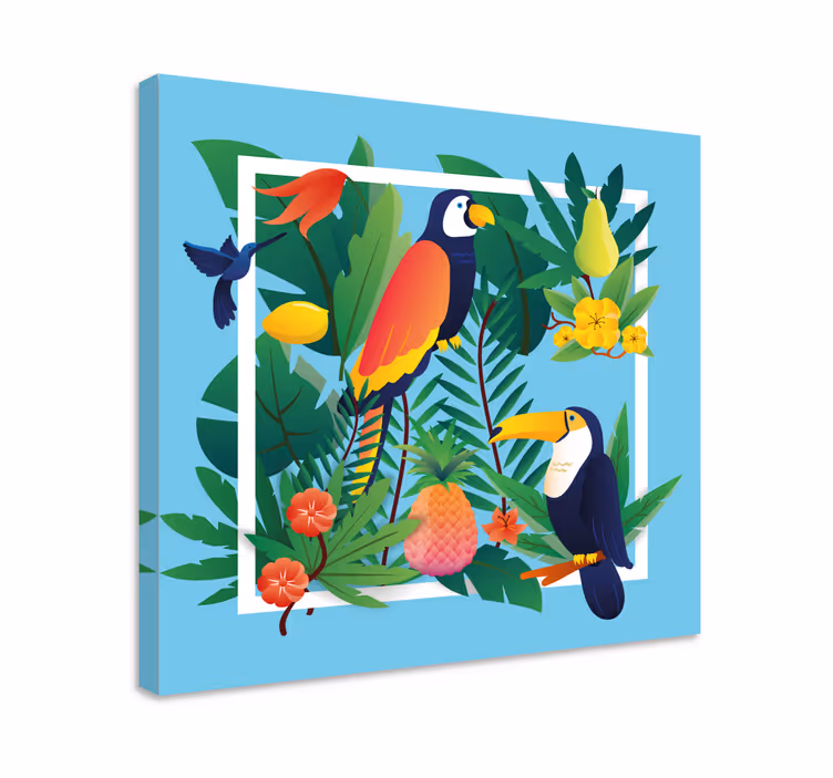 Tableau oiseaux Oiseaux tropicaux avec des fruits - TenStickers