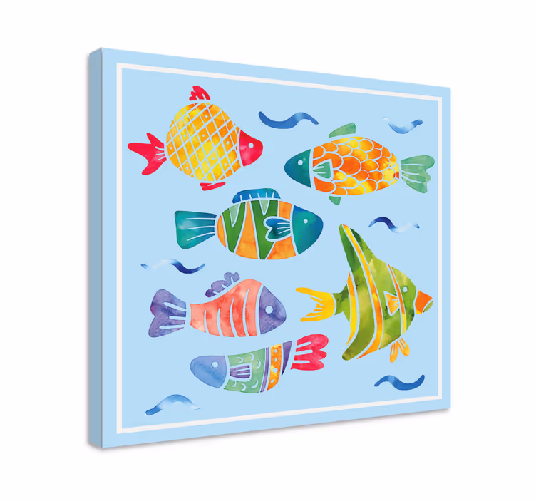 Tableau poisson Dessin animé coloré - TenStickers