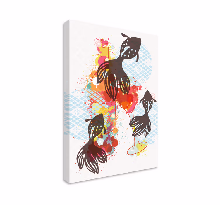 Tableau rustique silhouettes de poissons colorés - TenStickers