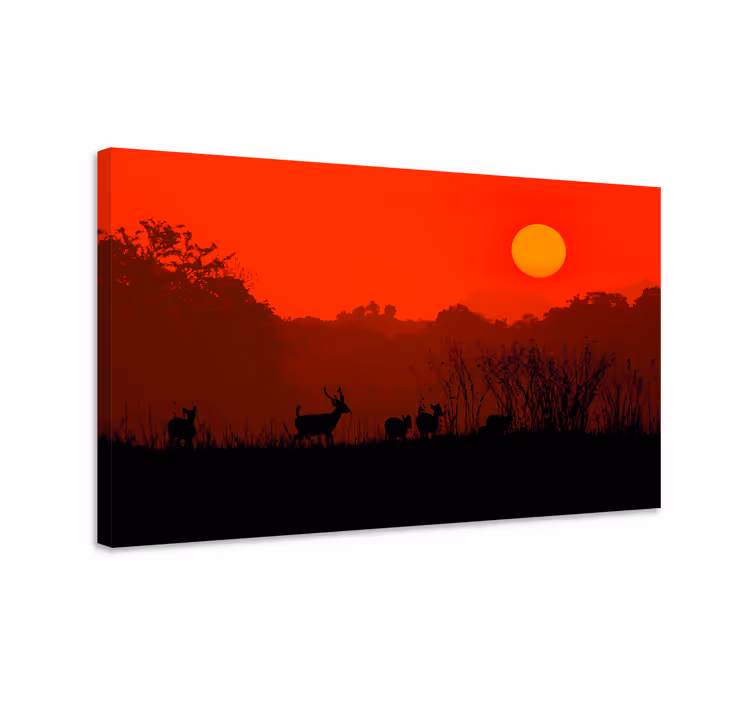 Tableau paysage Cerf dans la forêt du matin - TenStickers