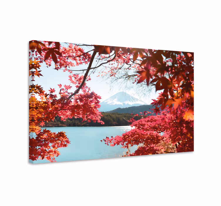 Tableau paysage Feuilles rouges dans la forêt - TenStickers