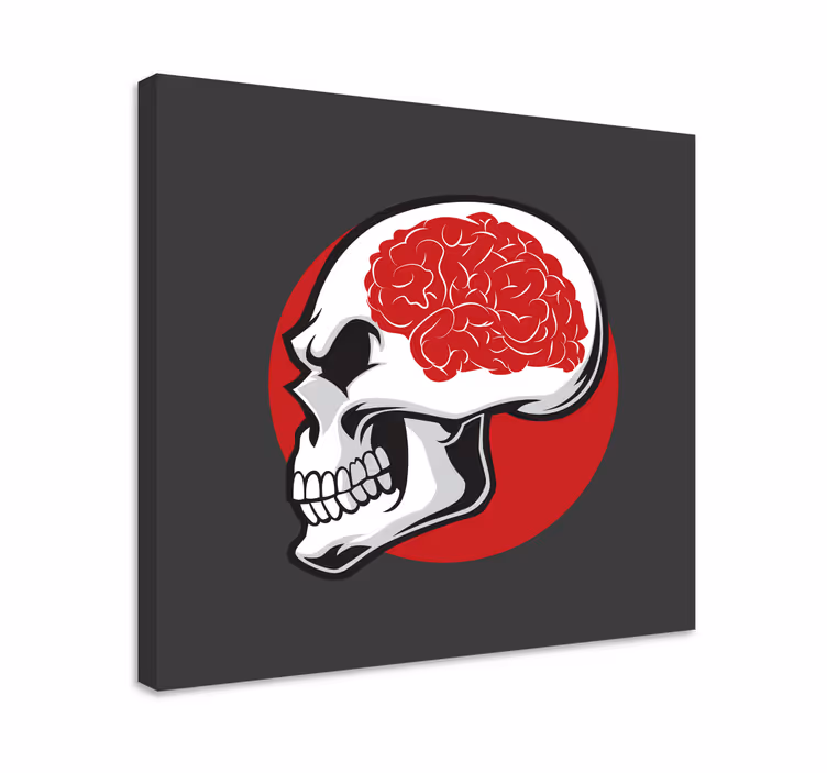 Tableau moderne Crâne rouge avec cerveau - TenStickers