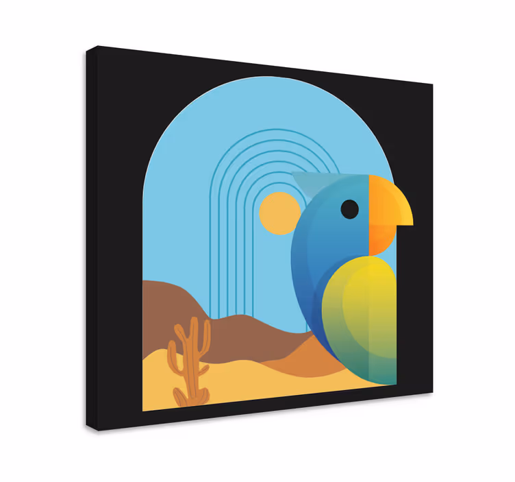 Tableau oiseaux Perroquet abstrait à la tombée du soleil - TenStickers