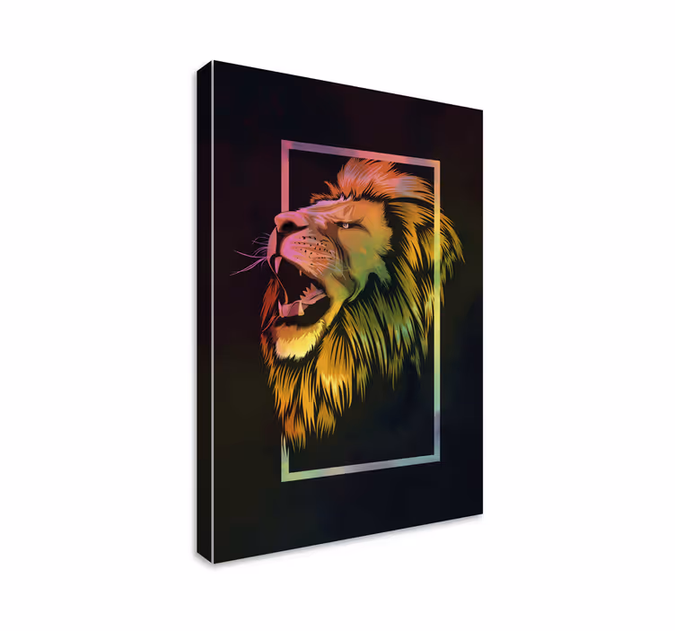 Tableau animal Lion coloré peint - TenStickers