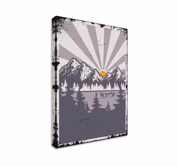 Tableau paysages scène de coucher de soleil en montagne - TenStickers