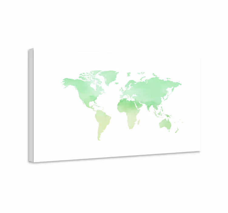 Tableau carte du monde Peint en vert - TenStickers