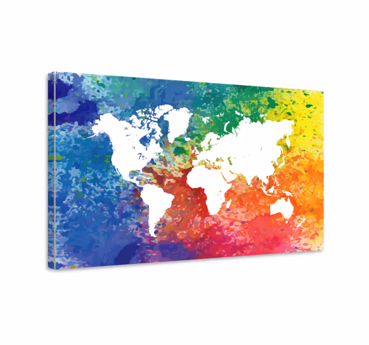 Tableau carte du monde Silhouette colorée artistique - TenStickers