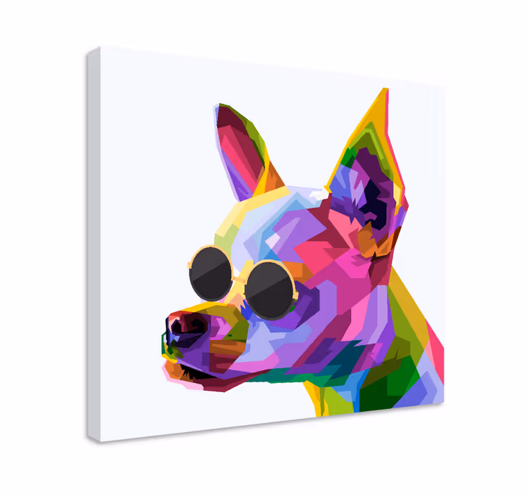 Tableau chien Chiuaua multicolore avec des lunettes - TenStickers