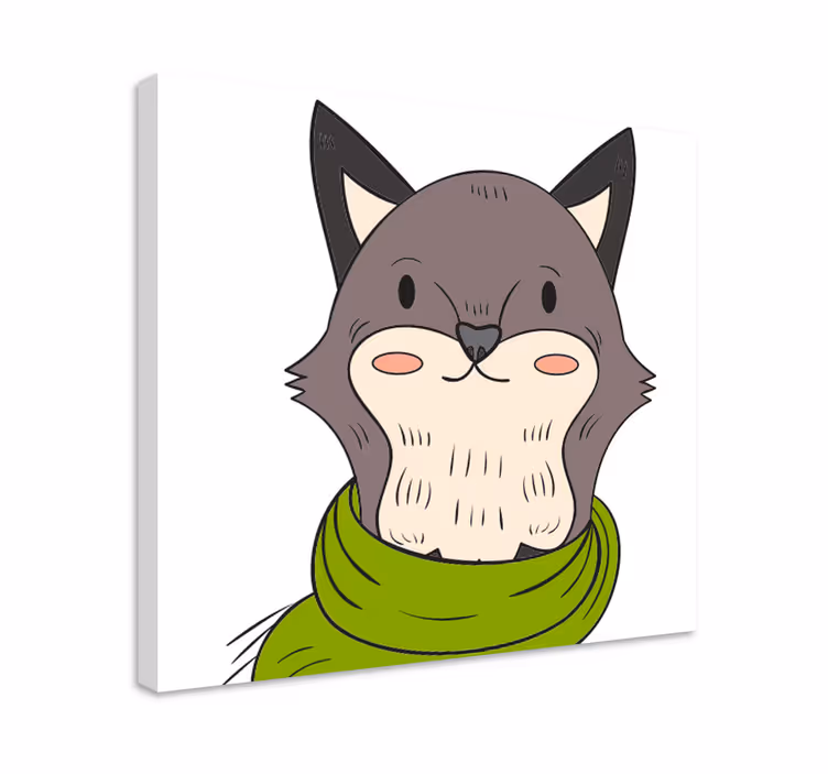 Tableau animal Renard gris nordique avec écharpe - TenStickers