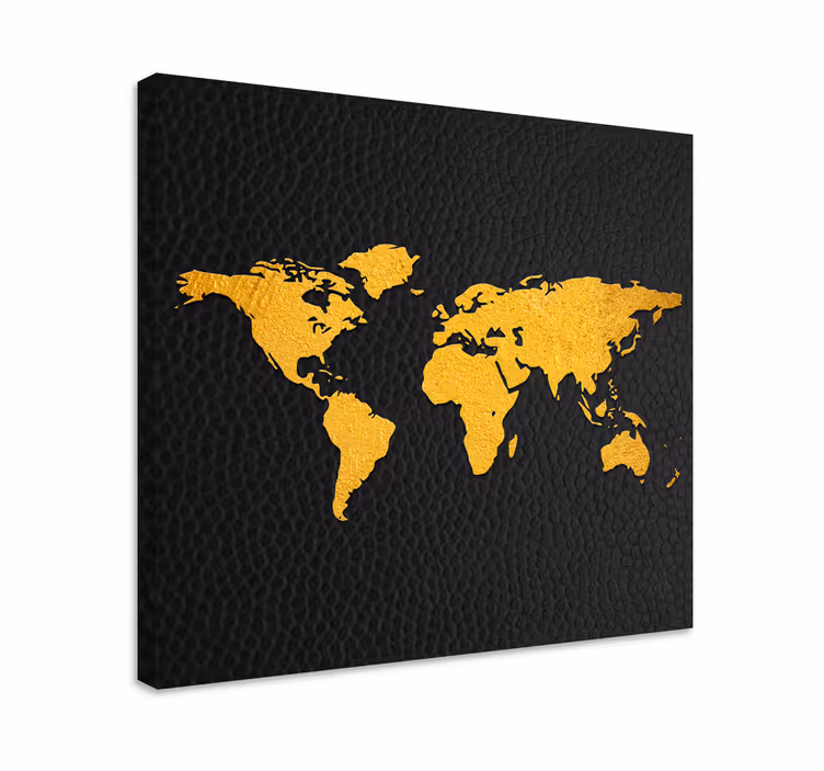 Tableau carte du monde D'or - TenStickers