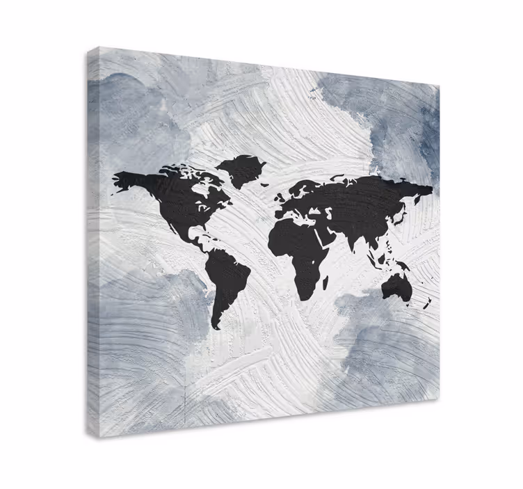 Tableau carte du monde Texturé et noir - TenStickers