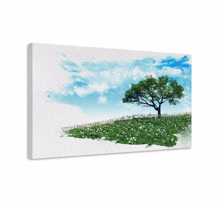 Tableau arbres arbre vert solitaire - TenStickers