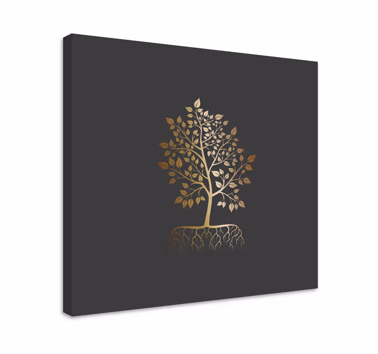 Tableau arbre de vie Or avec des racines - TenStickers