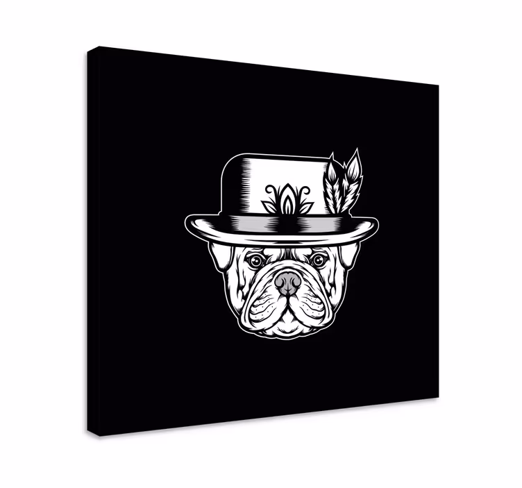 Tableau chien Bouledogue sur fond noir - TenStickers