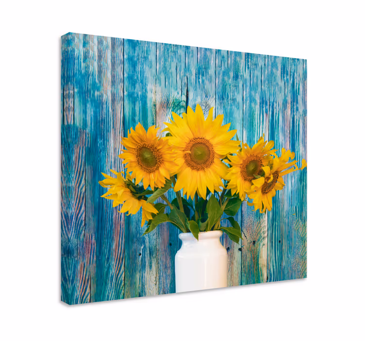 Tableau fleurs Tournesols jaunes sur bois - TenStickers