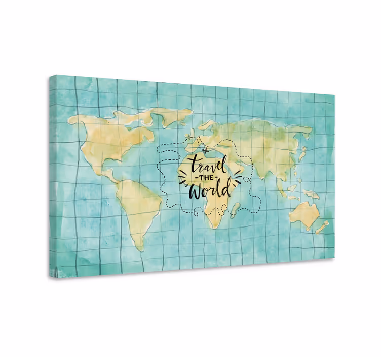 Tableau carte du monde Voyager à travers le monde - TenStickers