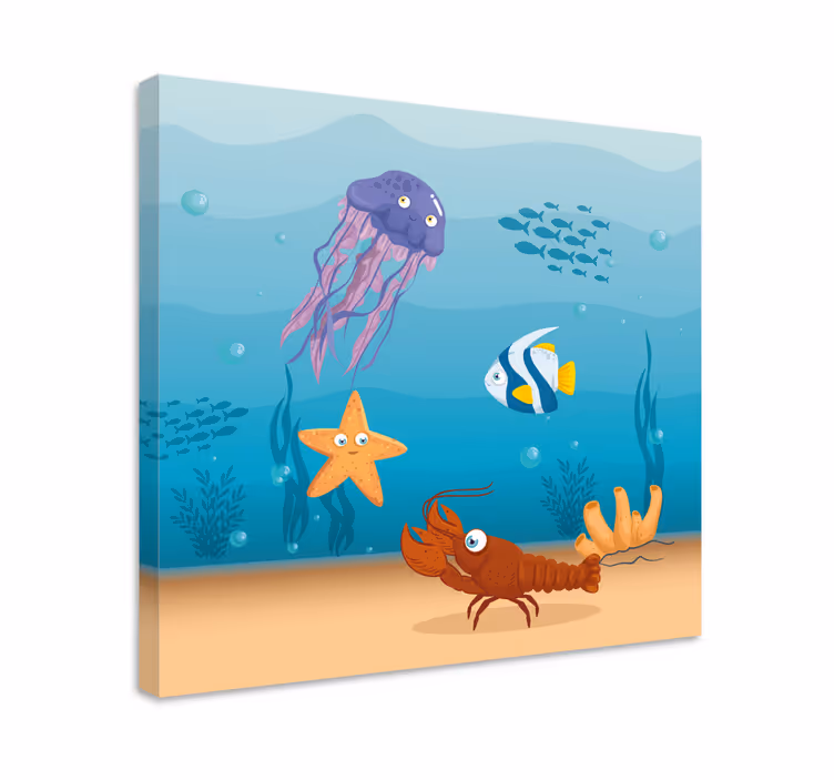 Tableau poisson Dessin animé de la vie du monde marin - TenStickers