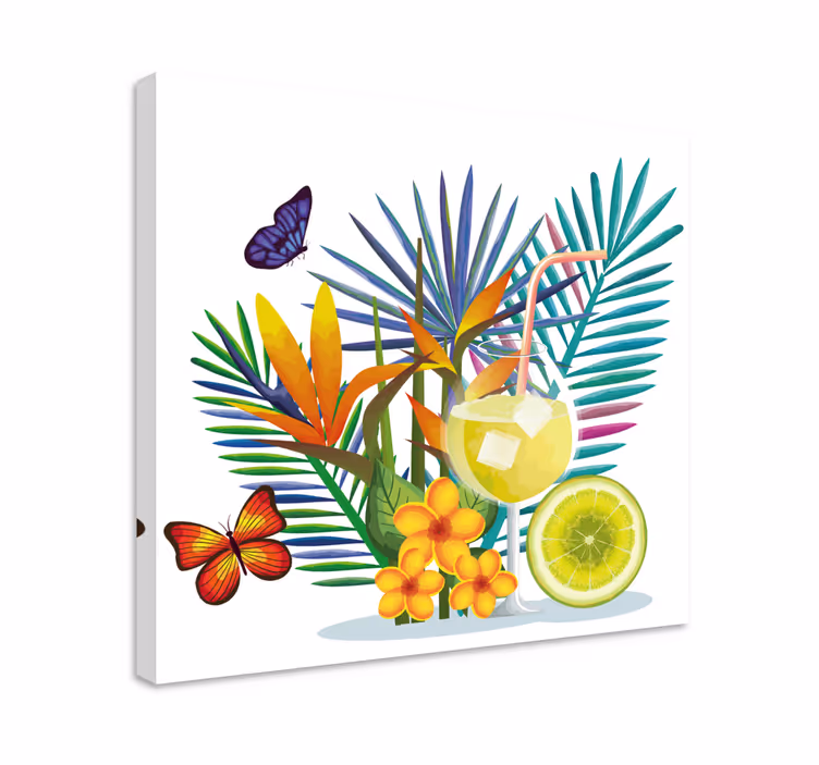 Tableau fleurs et plantes arrangement boisson tropicale - TenStickers