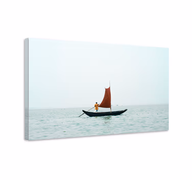 Tableau paysages navigation avec voile rouge - TenStickers