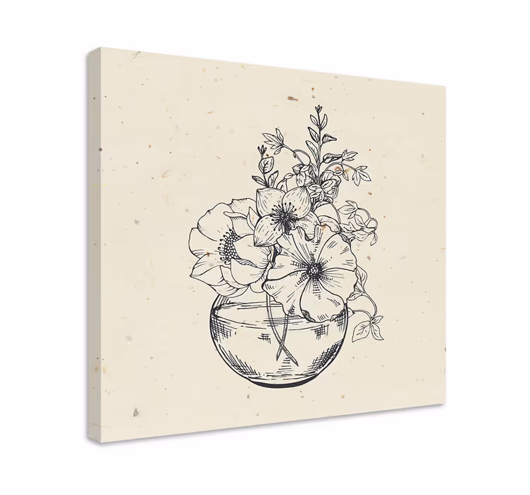 Tableau fleurs Pot dessiné délicat avec - TenStickers