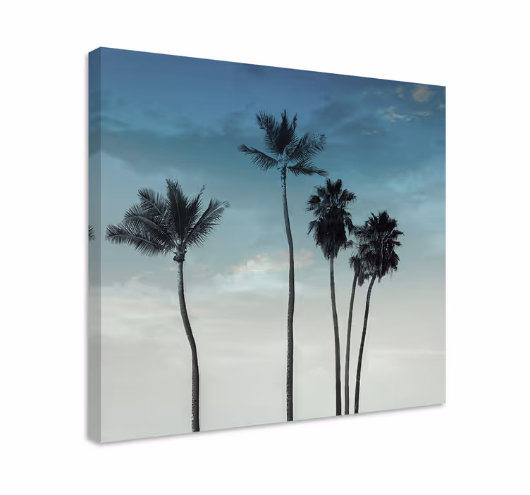Tableau avec cinq grands et longs palmiers - TenStickers