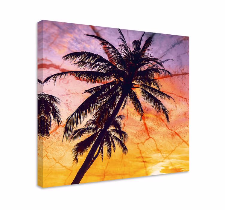 Tableau fleurs et plantes palmiers en silhouette - TenStickers