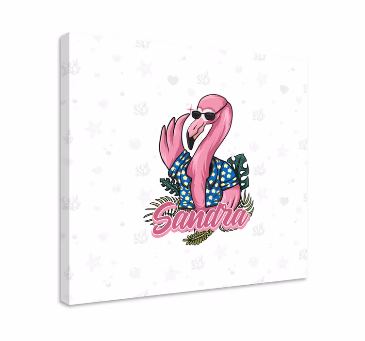 Tableau prénom Flamant rose avec lunettes - TenStickers