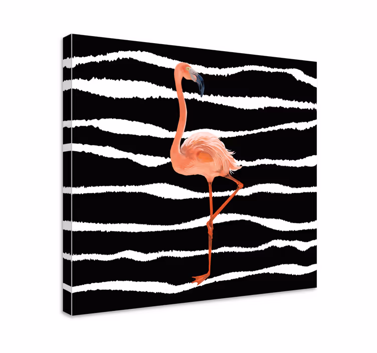 Tableau pour chambre enfant Flamant rose mignon sur des rayures - TenStickers