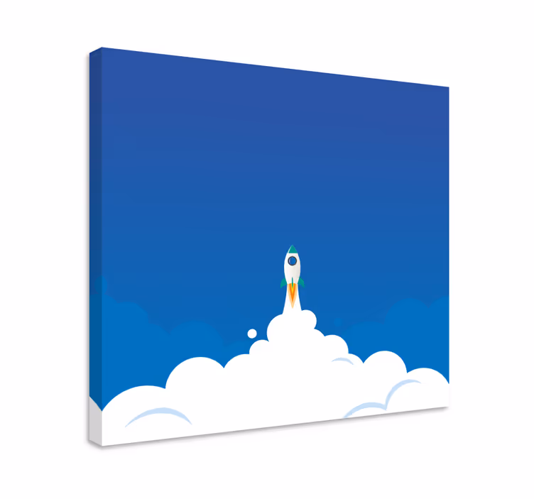 Tableau enfant Dessin animé lançant une fusée dans l'espace - TenStickers