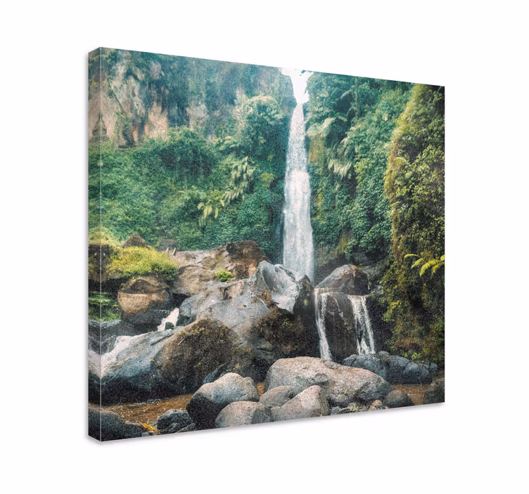 Tableau paysage Chute d'eau tombant sur un rocher - TenStickers