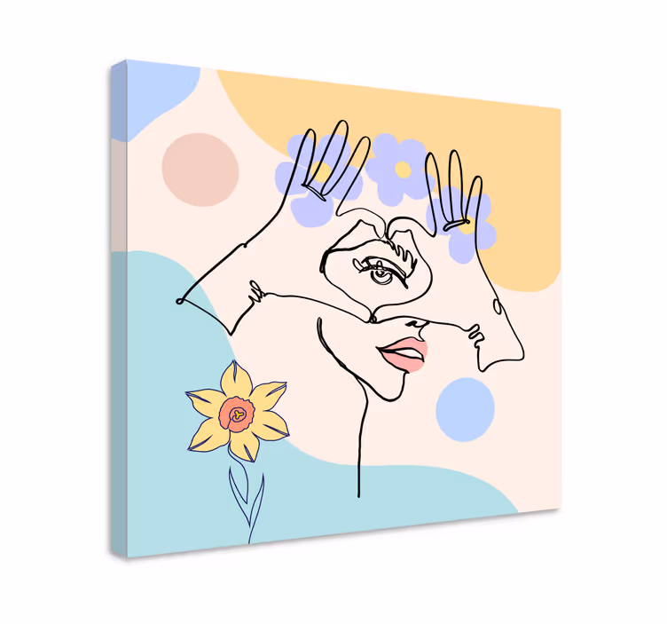 Tableau chambre Icône féminine main bouche - TenStickers