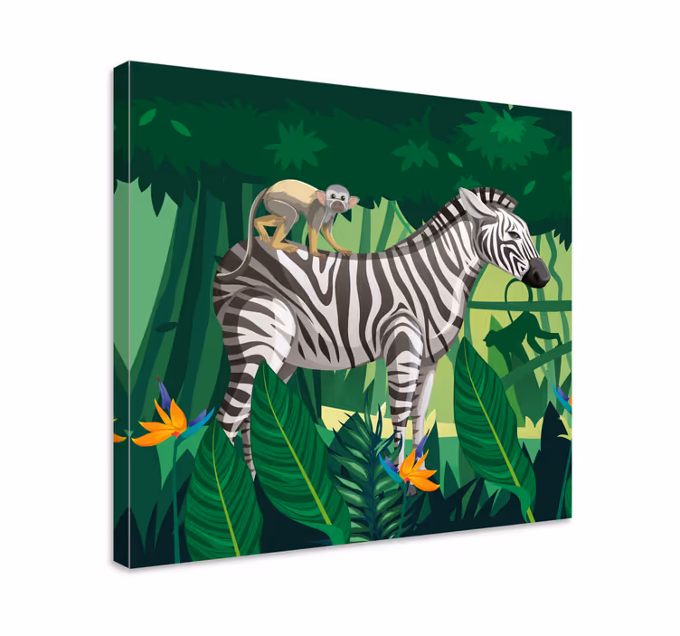 Tableau enfant Girafe zèbre et singe - TenStickers