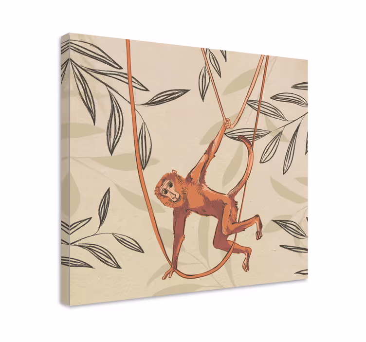 Tableau animaux singe balançant - TenStickers