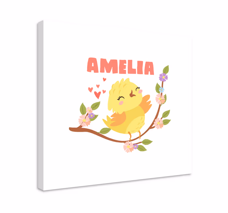 Tableau 3d oiseau jaune joyeux - TenStickers