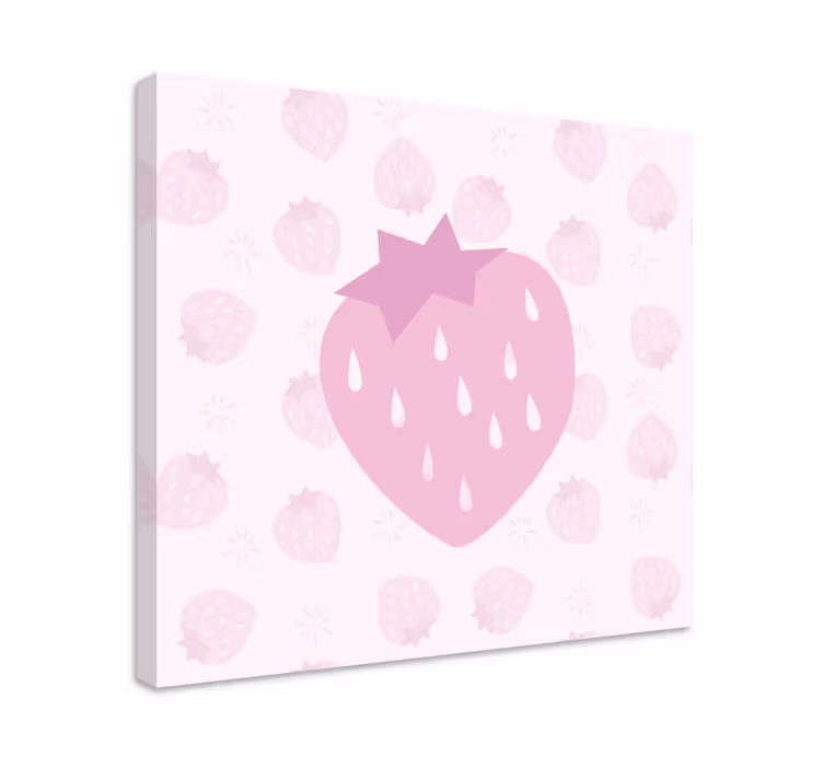 Tableau fruits fraise cœur rose - TenStickers