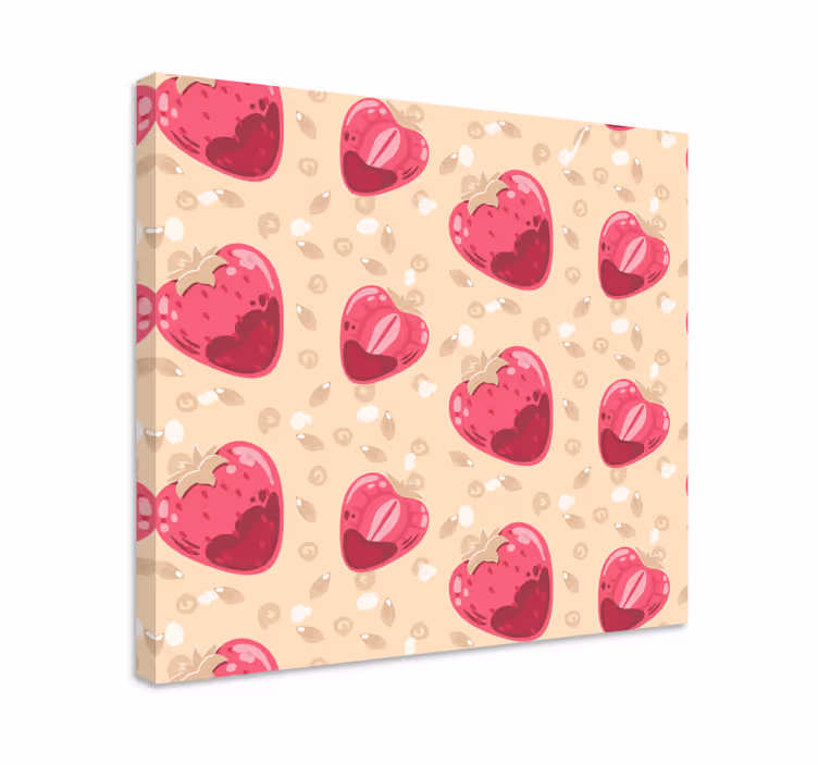 Tableau fruits motif cœur fraises - TenStickers