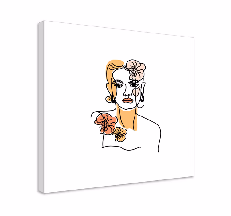 Tableau fleurs Visage minimaliste avec des orchidées - TenStickers
