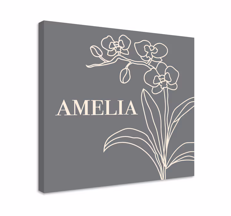 Tableau fleurs Dessin au trait orchidée avec branche - TenStickers