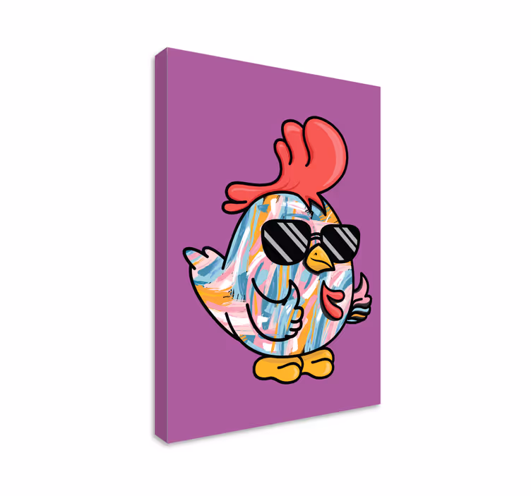 Tableau oiseaux Poussin multicolore avec des lunettes - TenStickers