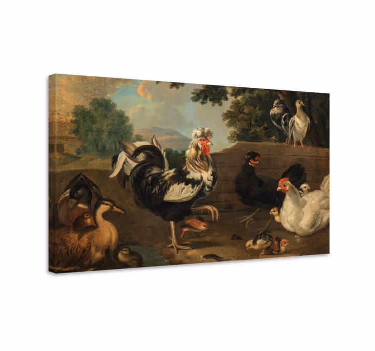 Tableau oiseaux rassemblement de coqs de ferme - TenStickers