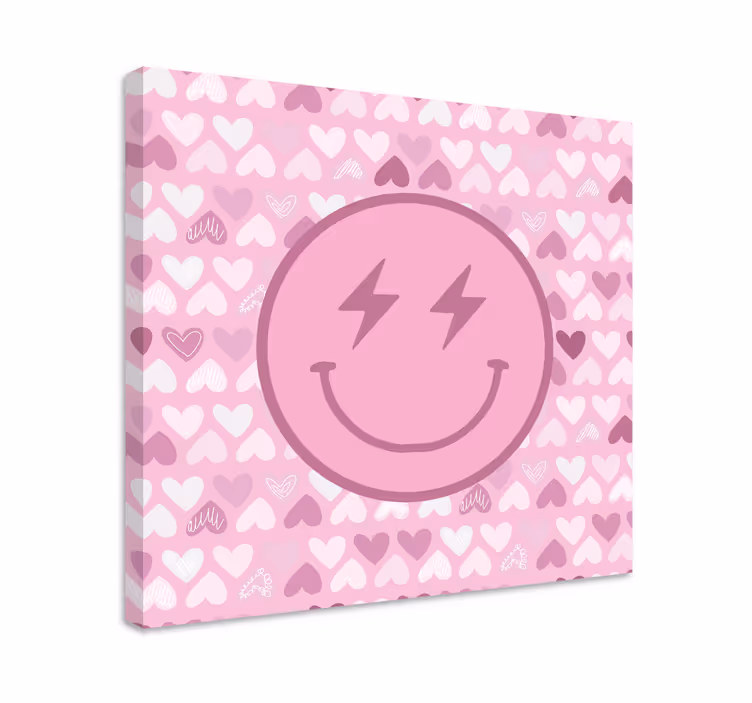 Tableau moderne Visage souriant de foudre rose - TenStickers